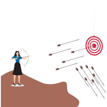 Businesswoman achieving business target  Illustration