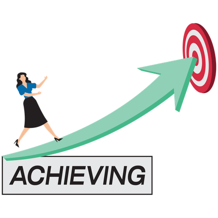 Businesswoman achieving business target  Illustration