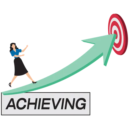 Businesswoman achieving business target  Illustration