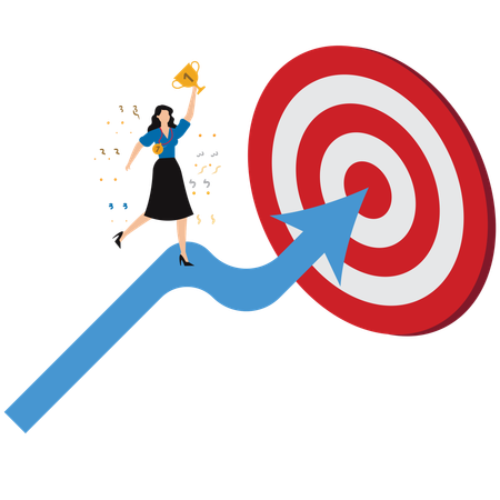 Businesswoman achieving business target  Illustration