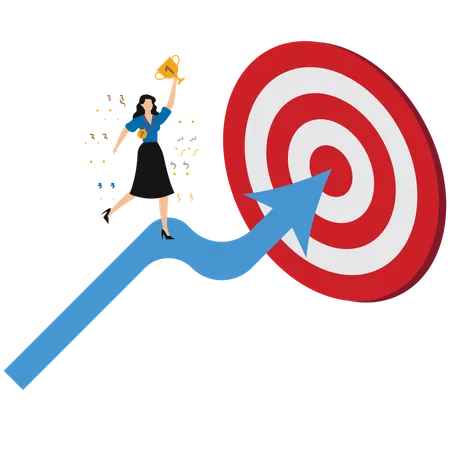 Businesswoman achieving business target  Illustration