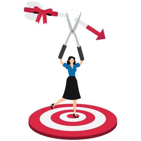 Businesswoman achieving business target  Illustration