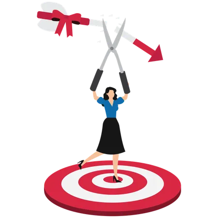 Businesswoman achieving business target  Illustration