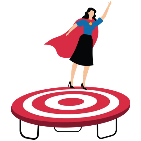 Businesswoman achieving business target  Illustration