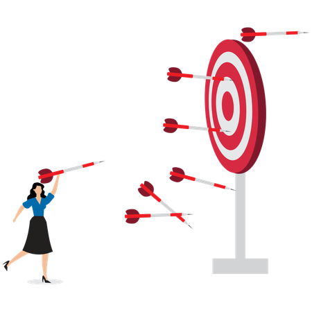 Businesswoman achieving targets  Illustration