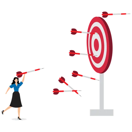 Businesswoman achieving targets  Illustration