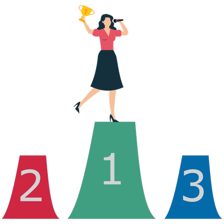Businesswoman achieving top position  Illustration