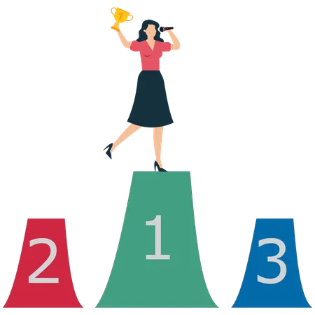 Businesswoman achieving top position  Illustration