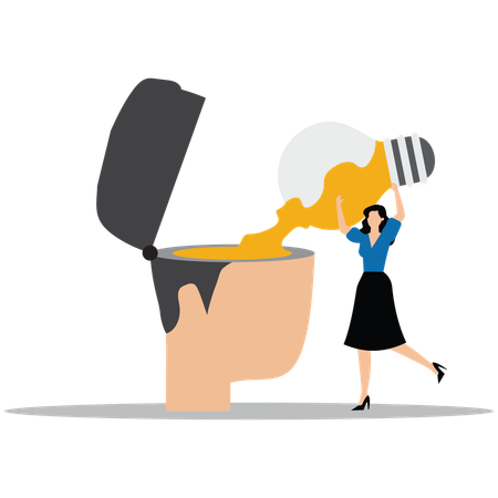 Businesswoman Adding ideas or find new inspiration  Illustration