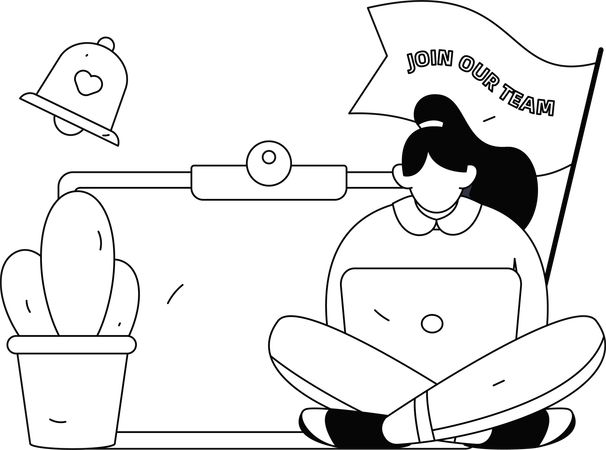 Businesswoman advertises for employee recruitment online  Illustration