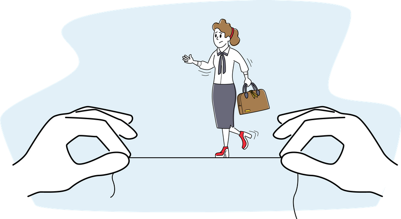 Businesswoman affected by bullying Illustration