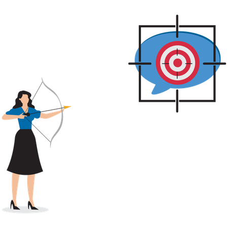 Businesswoman aiming business target  Illustration