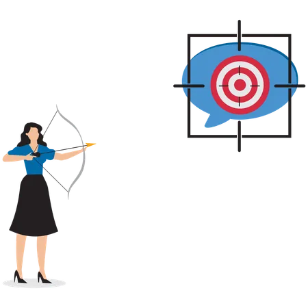 Businesswoman aiming business target  Illustration