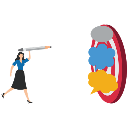 Businesswoman aiming on business goals  Illustration