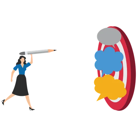 Businesswoman aiming on business goals  Illustration