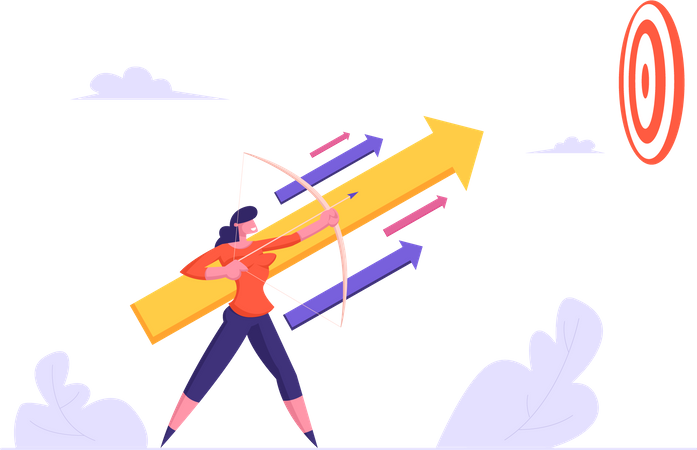 Businesswoman aiming towards success  Illustration