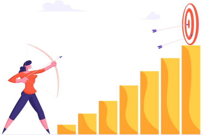 Businesswoman Aiming towards success  Illustration