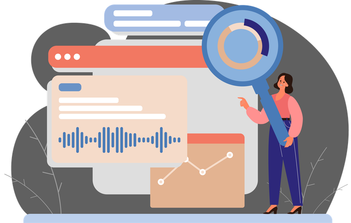 Businesswoman analysing business data  Illustration