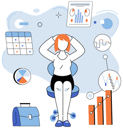 Businesswoman analysing business data  Illustration