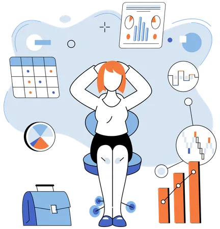 Businesswoman analysing business data  Illustration