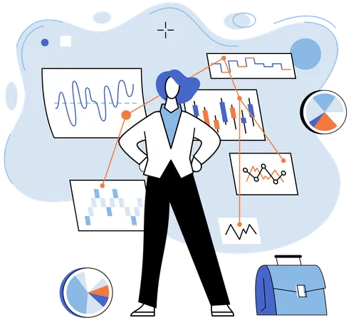 Businesswoman analysing business data  Illustration