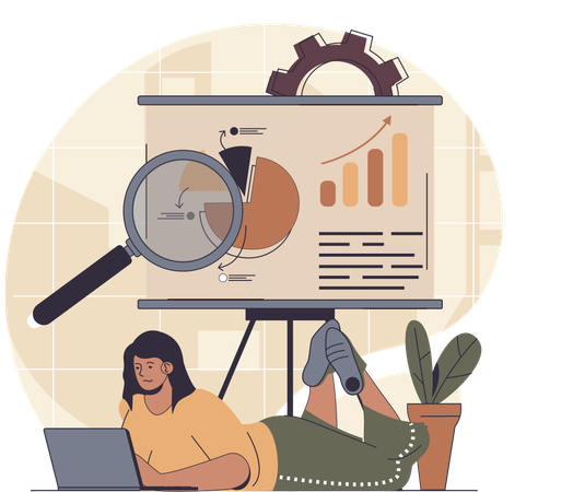 Businesswoman analysing business graph  Illustration