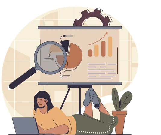 Businesswoman analysing business graph  Illustration
