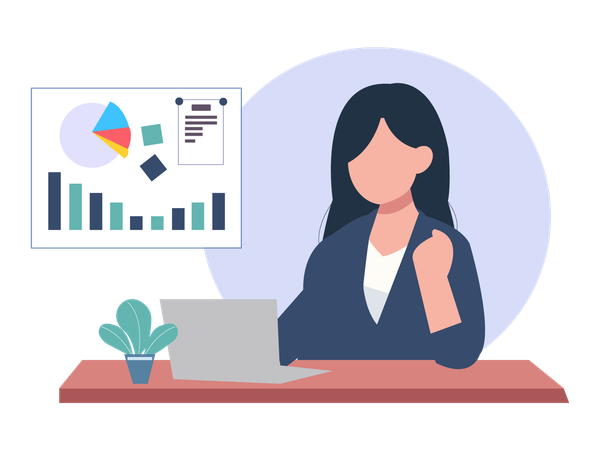 Businesswoman analysing business graph  Illustration
