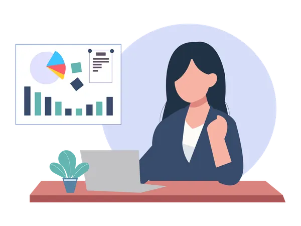 Businesswoman analysing business graph  Illustration