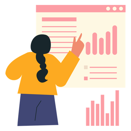 Businesswoman analysing business graphs  Illustration