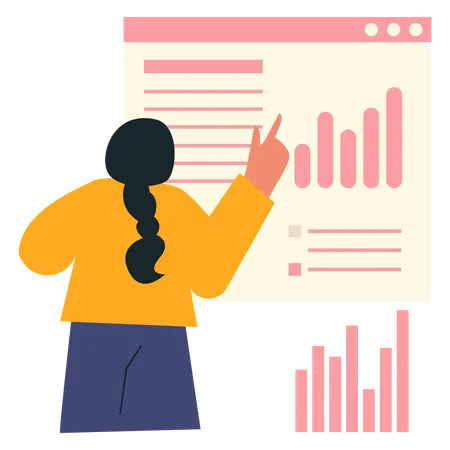 Businesswoman analysing business graphs  Illustration