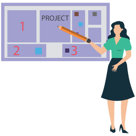 Businesswoman analysing business project  Illustration