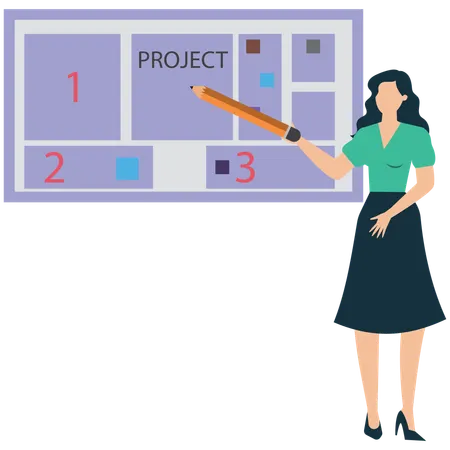 Businesswoman analysing business project  Illustration