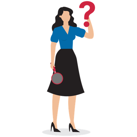 Businesswoman analysing business question  Illustration