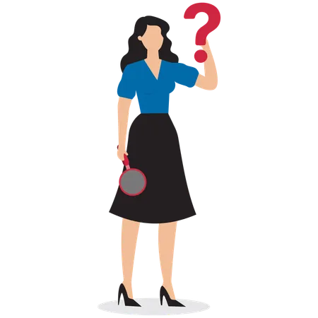 Businesswoman analysing business question  Illustration