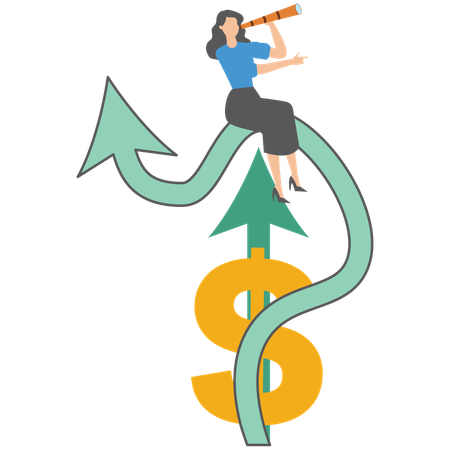 Businesswoman analysing business wealth  Illustration