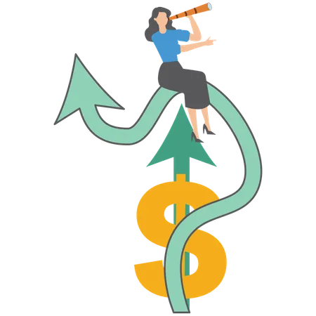 Businesswoman analysing business wealth  Illustration