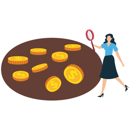 Businesswoman analysing financial investment  Illustration