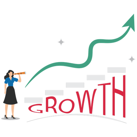 Businesswoman analysing growth chart  Illustration