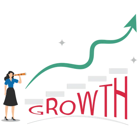 Businesswoman analysing growth chart  Illustration