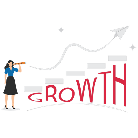 Businesswoman analysing growth chart  Illustration