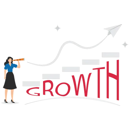 Businesswoman analysing growth chart  Illustration