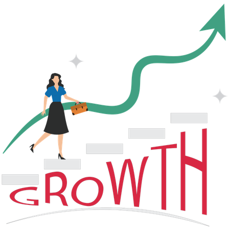 Businesswoman analysing growth chart  Illustration