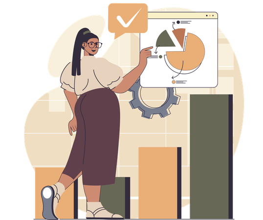 Businesswoman analysing growth chart  Illustration