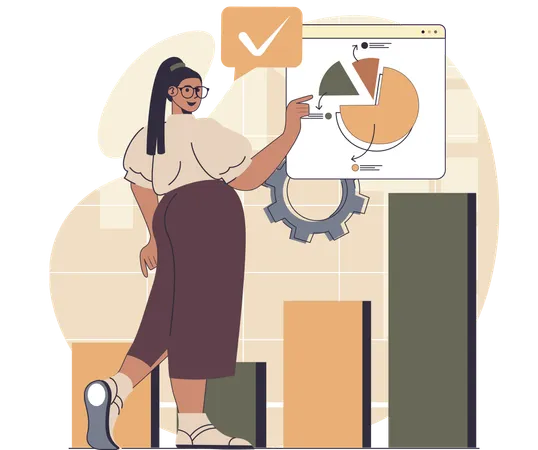 Businesswoman analysing growth chart  Illustration