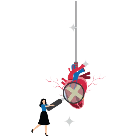 Businesswoman analysing heart  Illustration