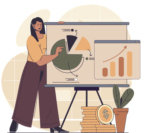 Businesswoman analysing sales performance  Illustration