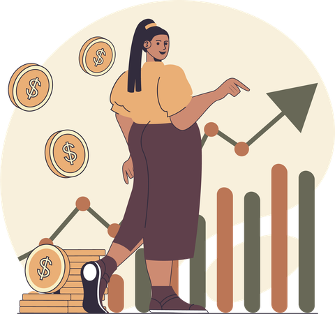 Businesswoman analysing sales performance  Illustration