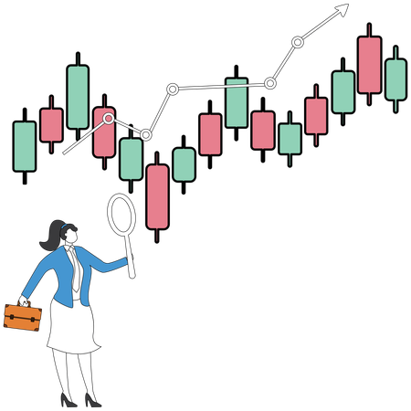 Businesswoman analysing stock market  Illustration