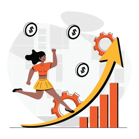 Businesswoman analysing success graph  Illustration